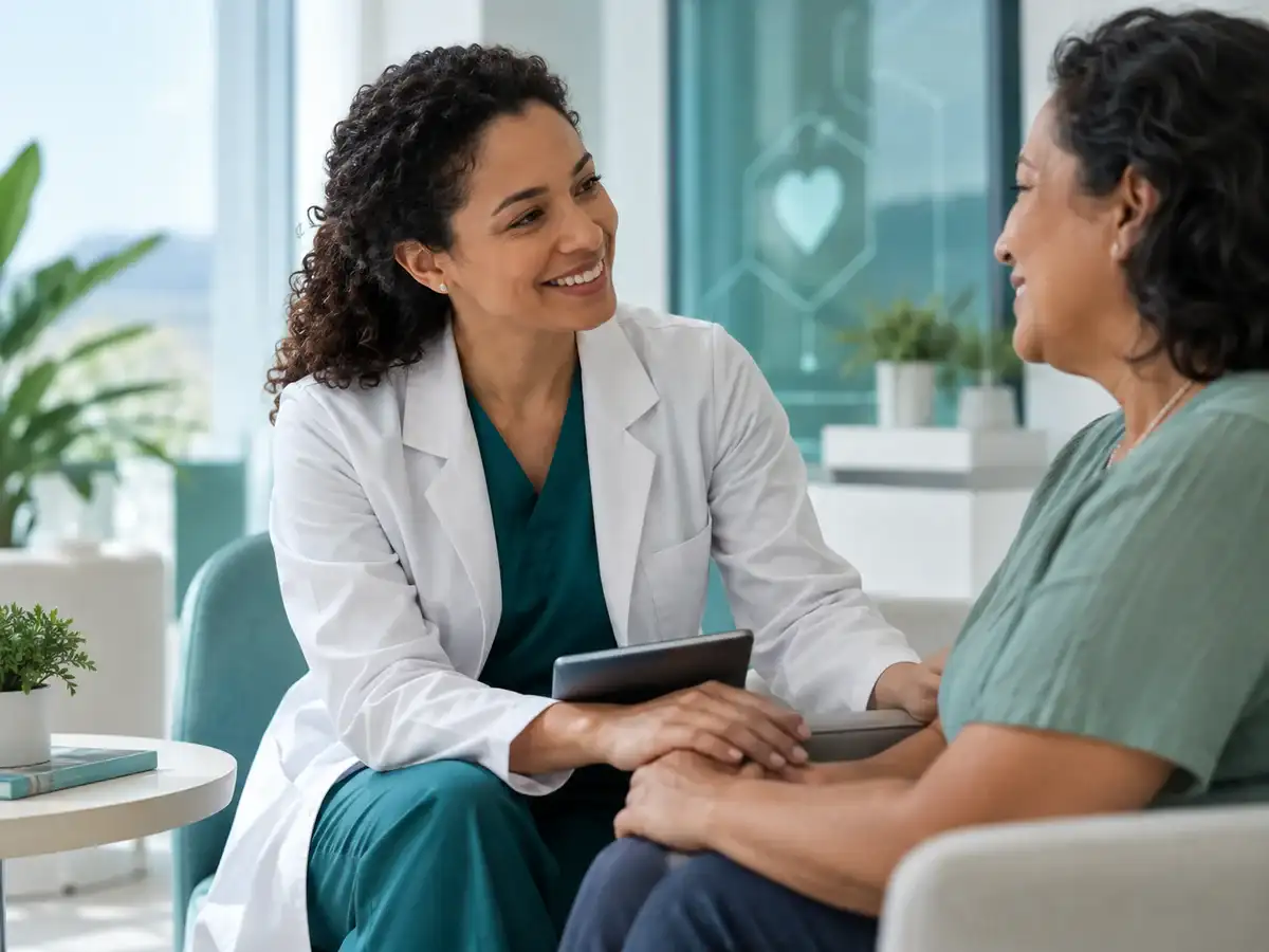 Profissional esclarecendo dúvidas de saúde